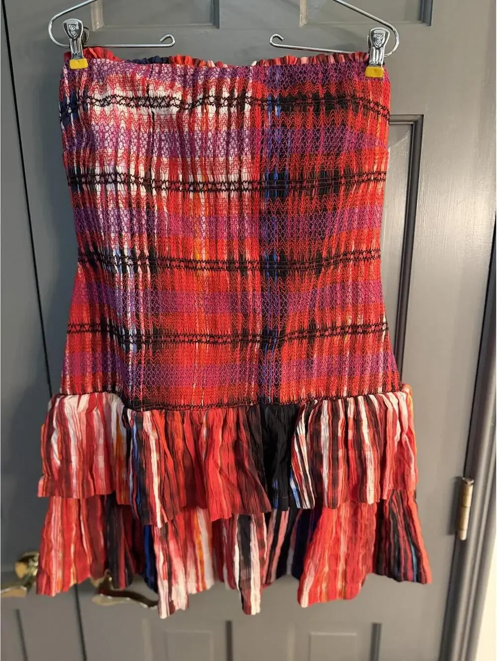 Plenty Tracy Reese Anthro Smocked Tiered Vibrant Mini NWT Size M (Runs Large)